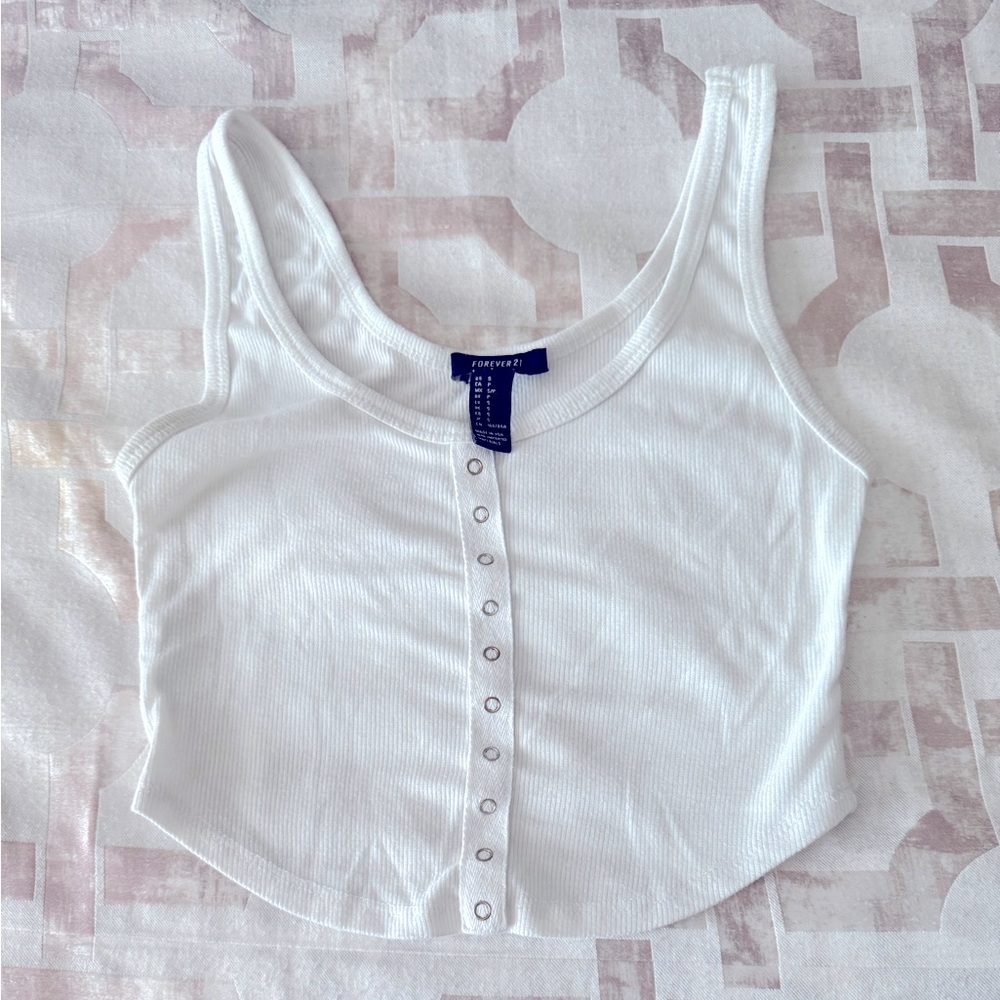 White ribbed cropped tank